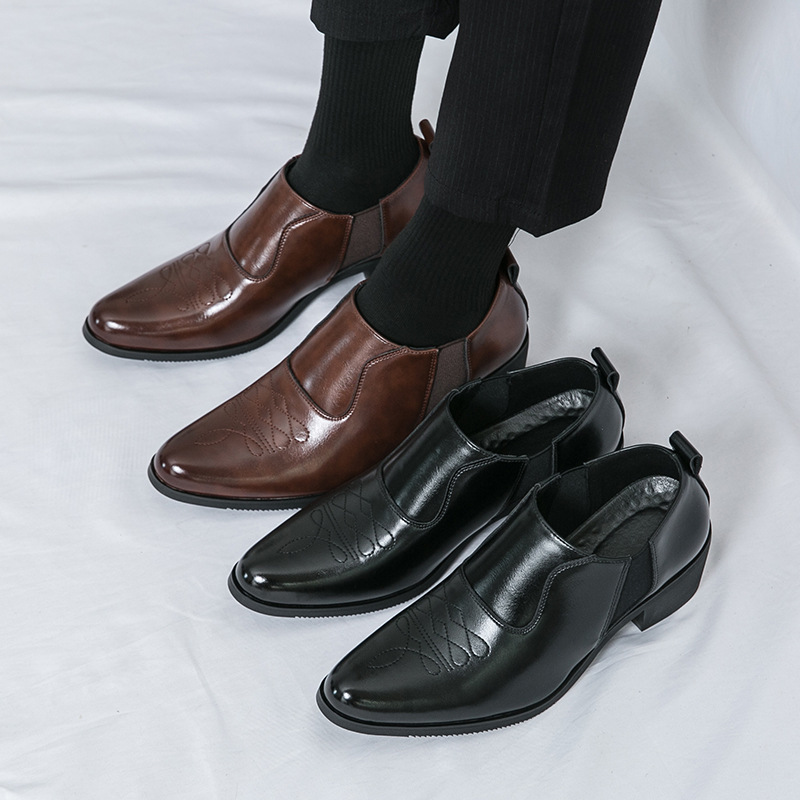 Zapatos de hombre transfronterizos tallas grandes nuevos zapatos de cuero moda zapatos de vestir de negocios para hombres zapatos de boda para el novio zapatos de cuero de suela gruesa