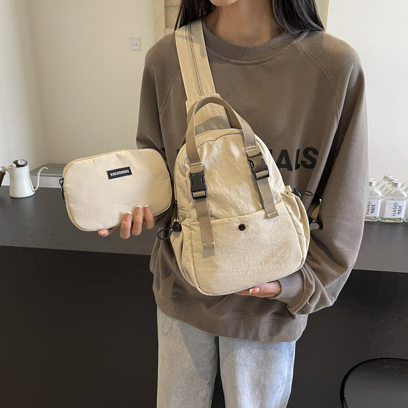 Bolsa de pecho de mujer, doble hombro, multifuncional, grande, ligera, desmontable, simple, ocio, viaje, escuela, mochila portátil.
