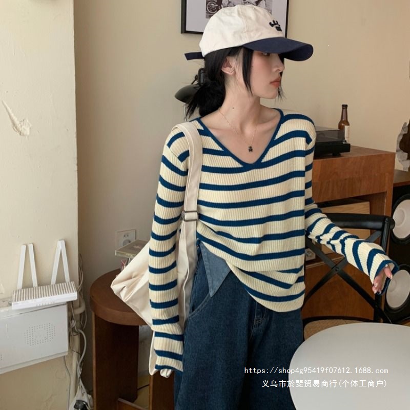Striped Knit Sweater For Women, Autumn 2026 New Stylish Inner Layer...