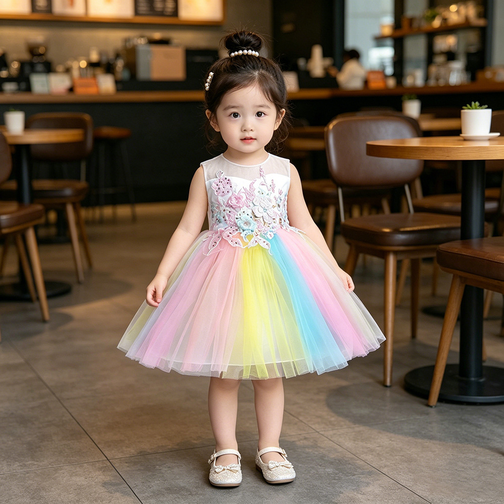 Summer girls wedding dress hot colorful children's evening dress flower girl dress wedding dress foreign trade clothing