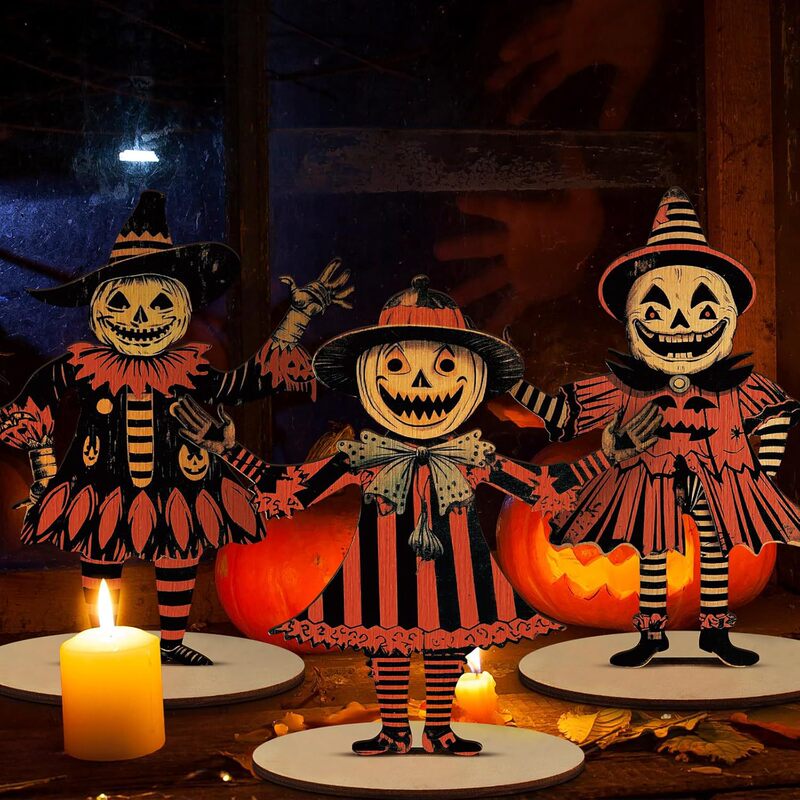 Cross-Border New Product Wooden Crafts Popular Halloween Retro Pumpkin Scarecrow Bunting Autumn Decoration Small Hanging Ornaments Cross-Border New Product Wooden Crafts Popular Halloween Retro Pumpkin Scarecrow Bunting Autumn Decoration Small Hanging Ornaments