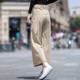 Tencel Wide-leg Pants Summer Thin 2024 New Eight-point Straight Pants Pure Color Cotton Slim Casual Nine-point Pants