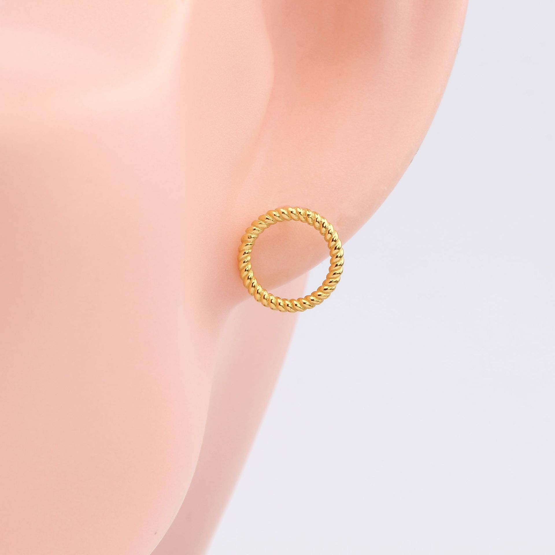 Stone-Free Inlay Material 1 Pair 925 Sterling Silver Circle Ear Studs