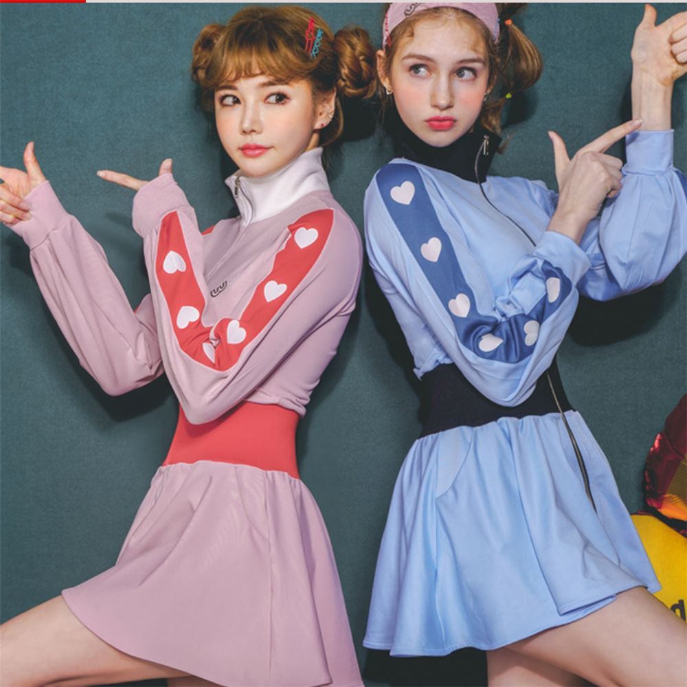 2021新款连体长袖防晒游泳衣女冲浪服水母服浮潜服显瘦泡温泉学生|ru