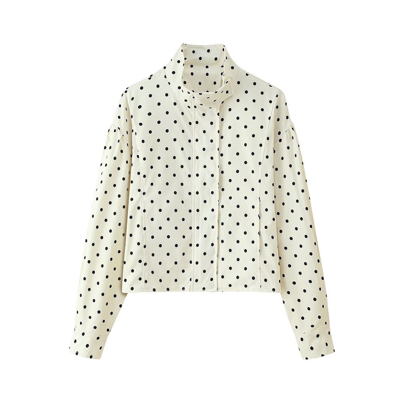 Foreign Trade Wholesale 2025 Autum Women's Clothing Cross-Border Ready-Made Casual Fashion Polka Dot Jacket Long-Sleeved Short Jacket Top Foreign Trade Wholesale 2025 Autum Women's Clothing Cross-Border Ready-Made Casual Fashion Polka Dot Jacket Long-Sleeved Short Jacket Top