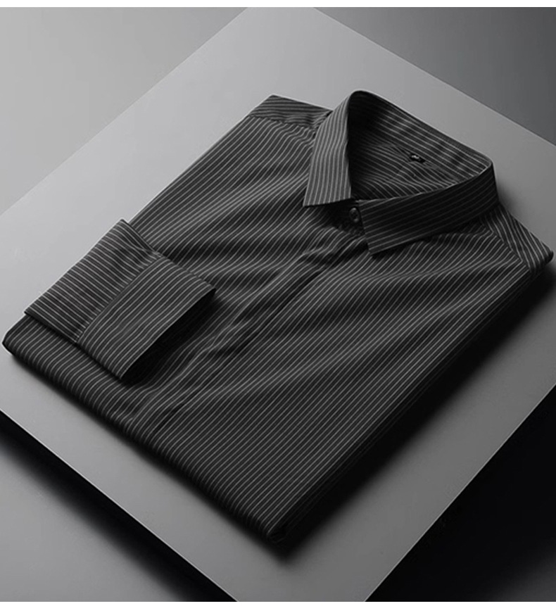 Long sleeved light business, high-end feeling, dark placket, handsome striped shirt, men's professional casual, inch_voghion.com