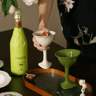高脚手工酒杯陶瓷冰淇淋杯牛奶杯情侣杯早餐甜品杯家用果汁咖啡杯
