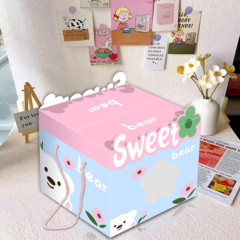 見栄えの良い白いクマの甘い手引きボックスかわいいクリエイティブギフトバッグポータブル収納ボックスギフトボックス|undefined