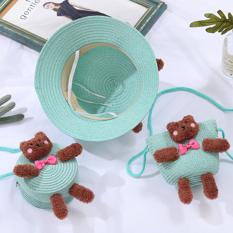 138g Weight Weave Fashion Element Zipper Closure Type Single Shoulder Strap Strap Type Straw Bag Bags Type Casual, Holiday Occasion Straw Material Animal, Cartoon Pattern Spring&Summer Season Kid'S Gender Cute Style Round, Bucket Shape Kid'S Straw Animal Cartoon Cute Weave Round Bucket Zipper Straw Bag 9