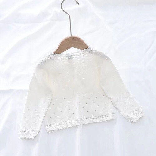 Baby Air Conditioning Sweater for Girls, Knitted Cardigan, Thin Model for Newborn Babies, Cardigan for Summer Princess, Stylish Little Outerwear