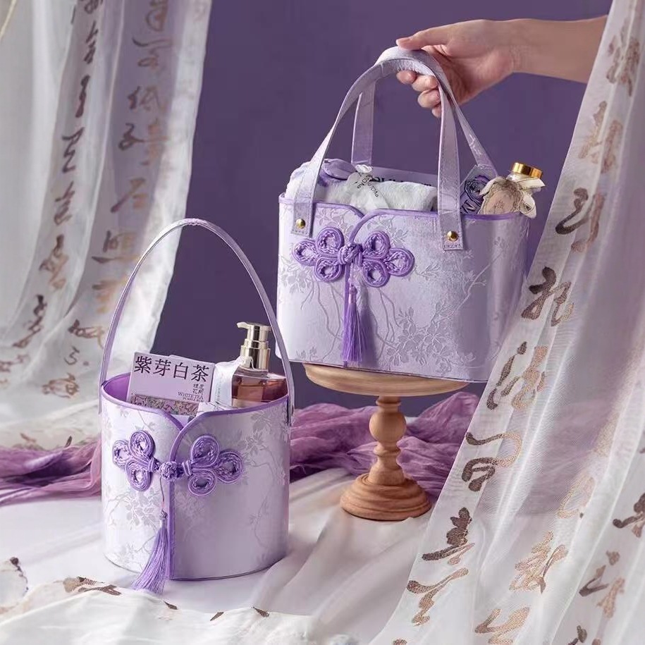 Nuevo estilo chino retro flange brocade satin abrazar barril de boda regalo de cumpleaños regalo de boda de negocios caja de regalo