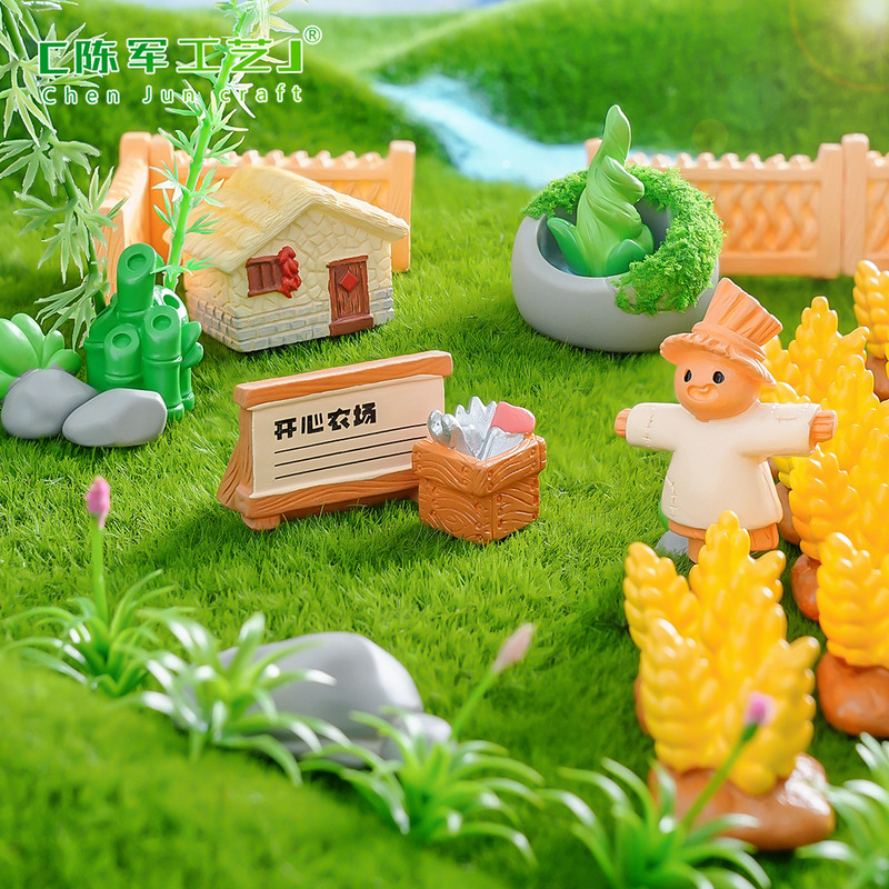 Micro Landscape Creative Scarecrow Wheat Farm Gardening Landscaping DIY Decorations Accessories Miniature Mini Small Ornaments