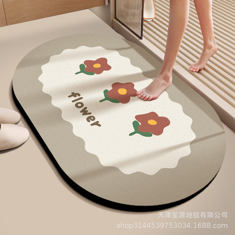 简约家用硅藻泥地垫卫生间吸水防滑脚垫耐脏易清洗浴室地垫可代发|undefined