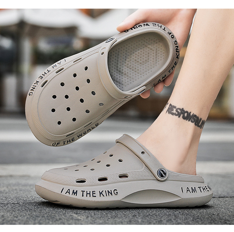 Loch Schuhe Herren Sommer Neue Dicke Sohlen Oberbekleidung Baotou Hausschuhe Rutschfeste Herren Sandalen Strandschuhe Sandale_voghion.com
