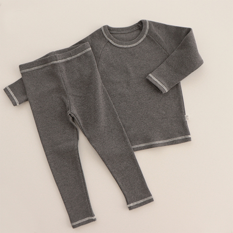 Ropa para niños de estilo nórdico ropa interior de lana térmica de invierno traje de ropa para el hogar de los niños pijamas de color sólido de bebé ropa para niños de comercio exterior Nuevo