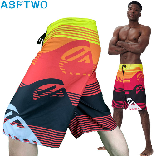 Bestselling Fitness Men's Large Pouch T-shirt Cotton Flannel Surf Dry Beach Shorts