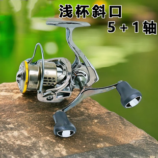 Stella 5+1 Bearing Shallow Cup Oblique Mouth Anti-Seawater Metal Double Rocker Spinning Wheel Micro Lure Wheel Without Gap