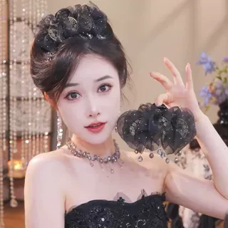 国风盘发褶皱云朵泡泡抓夹2026新款高级感饱满后脑勺发夹头饰女