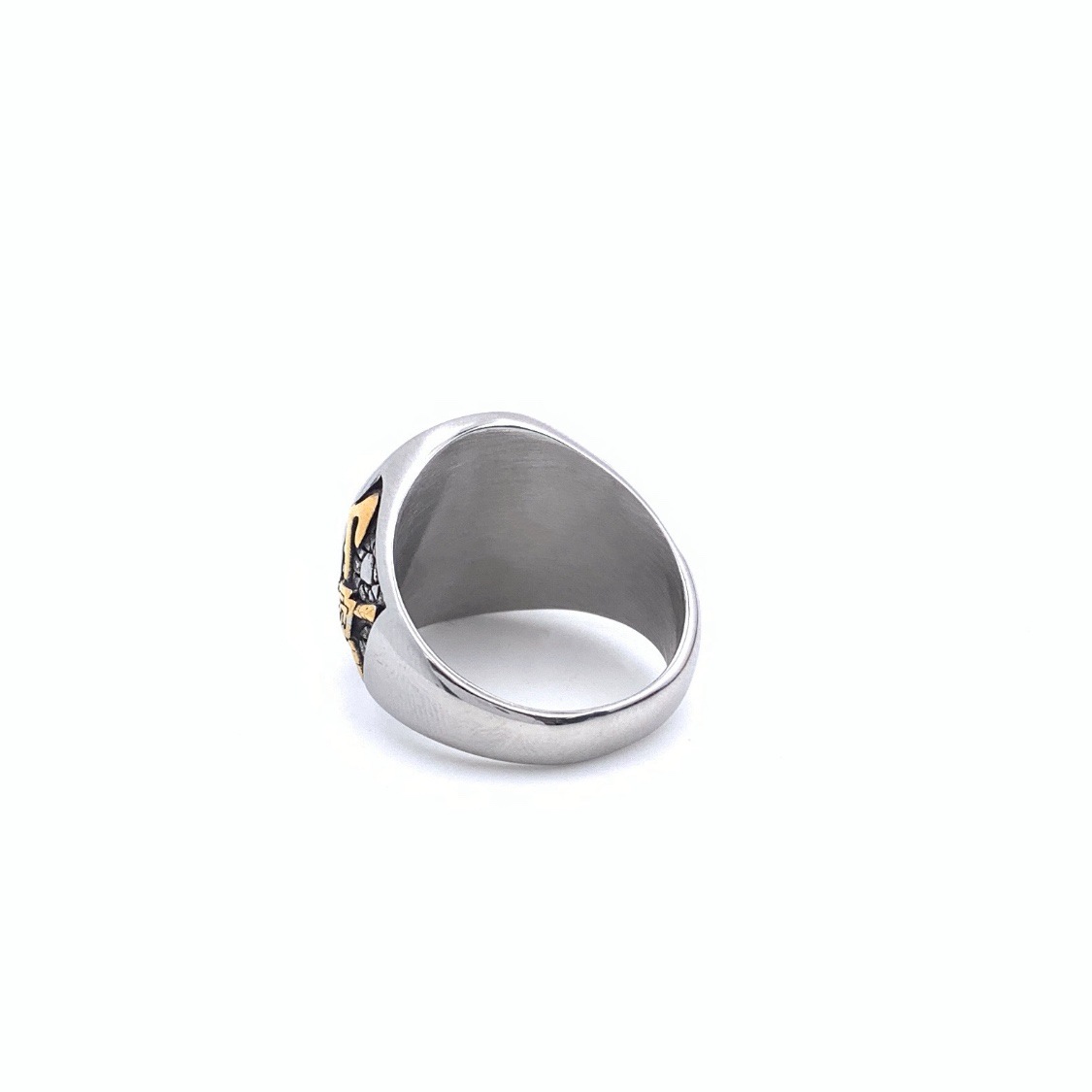 Polishing Design Retro Punk Letter Axe 304 Stainless Steel Polishing Men's Rings