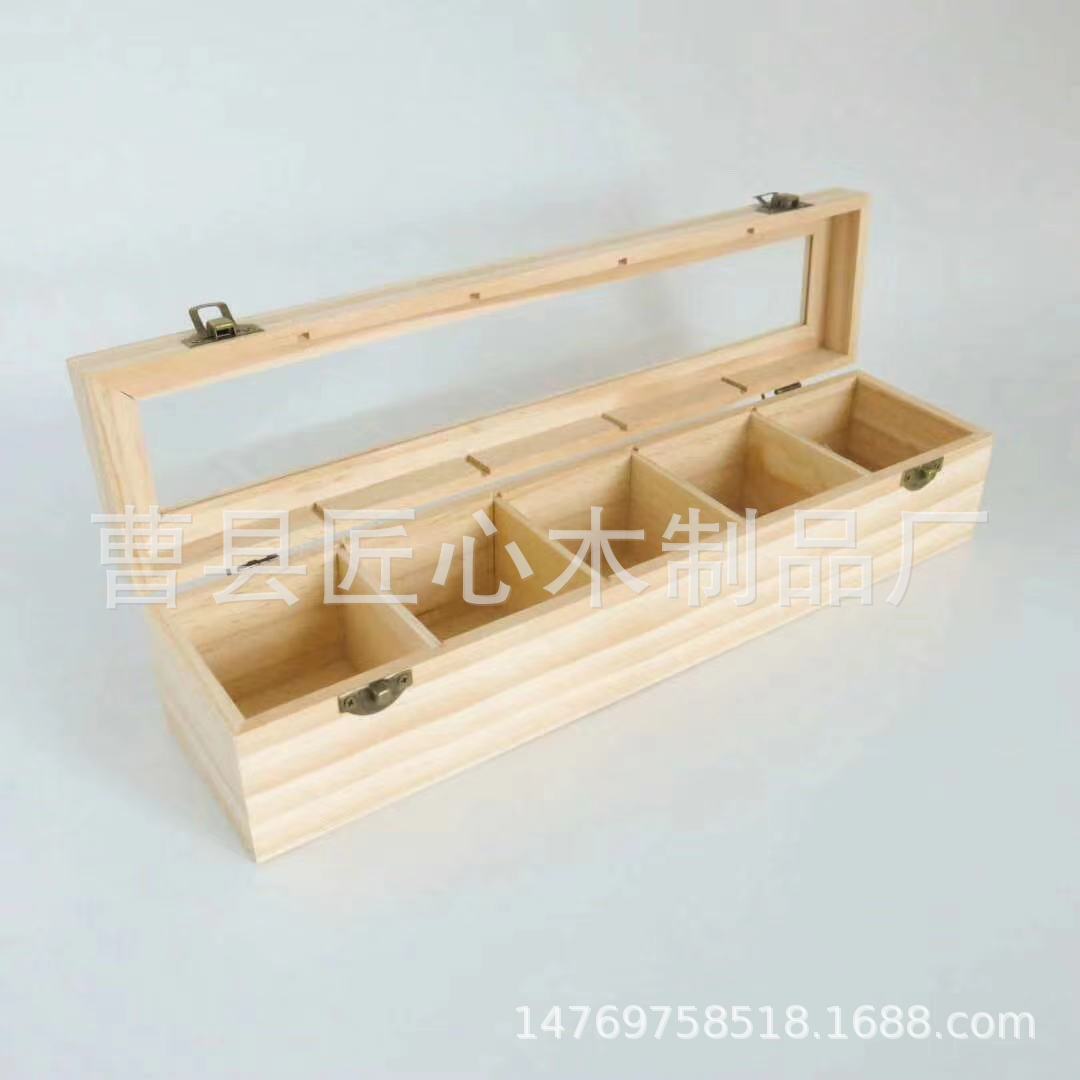 亚克力木制茶叶包装盒 透明盖洗脸皂礼盒木质多格永生花木盒