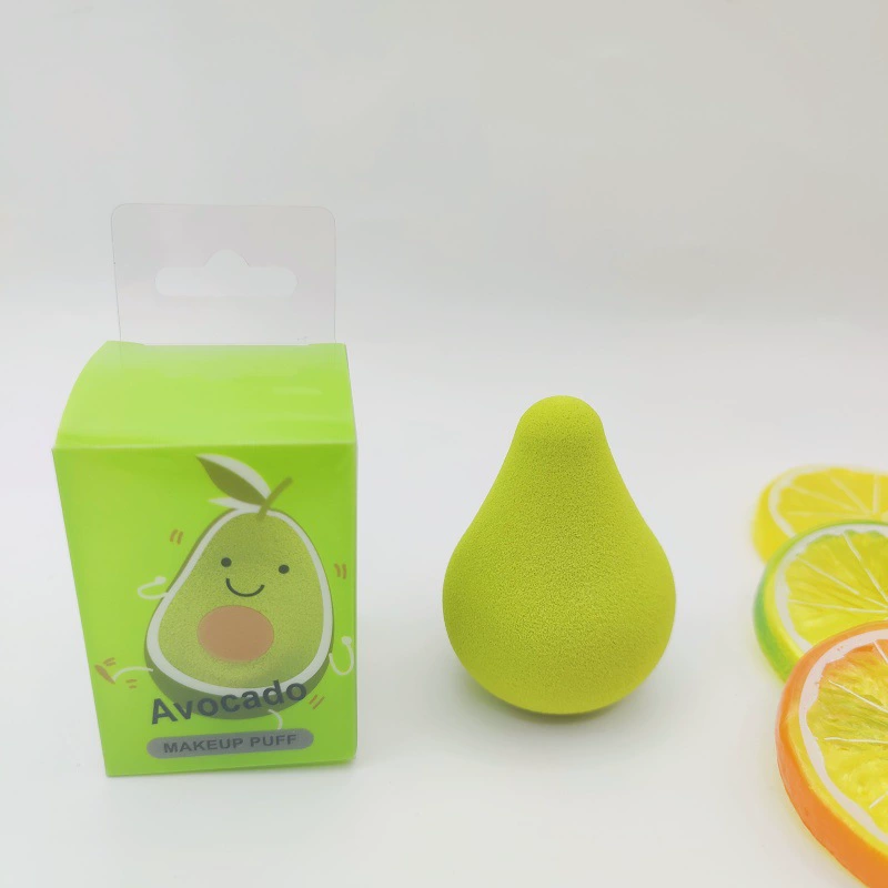 Комплект косметички — фруктовая форма, красочный косметический спонж, PVC коробка, 9,5×4,5×4,5 см