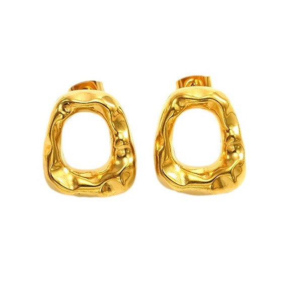 Cross-border European and American titanium steel earrings women's simple high-end cold wind half-ring earrings metallic stainless steel earrings_voghion.com