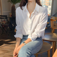 2025 春と秋の新作レディース韓国スタイル長袖シャツ女性用高品質無地ルーズ痩身カジュアルトップス