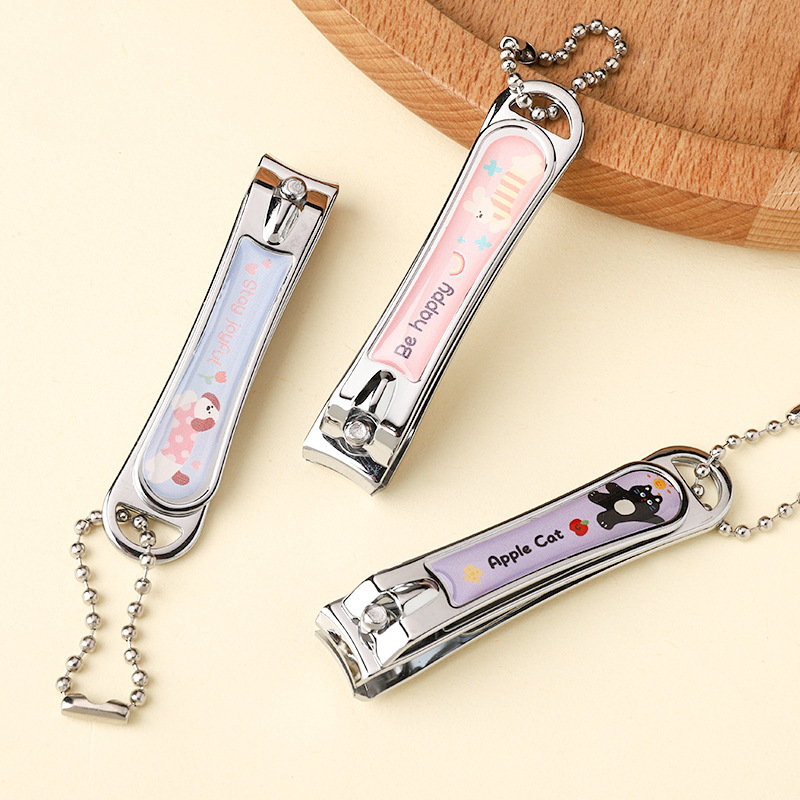 Cartoon stainless steel nail clippers key chain drop glue arc nail clippers student cute girl heart nail nail clippers
