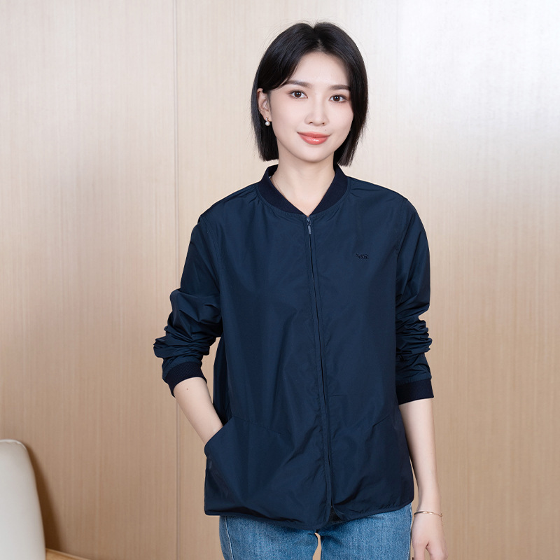 YUN韫时尚休闲无帽短款夹克外套女春秋妈妈装小个子拉链开衫外套|undefined
