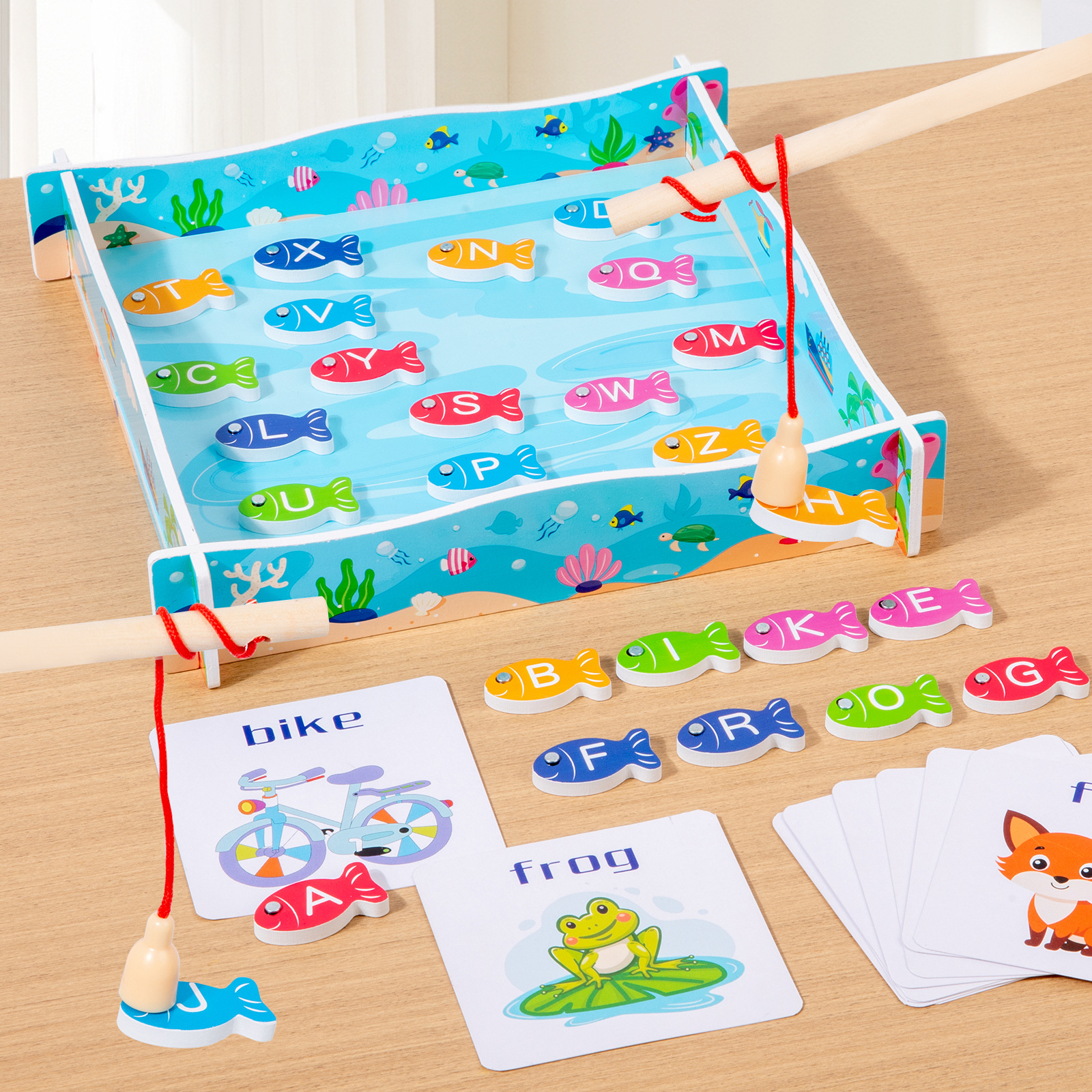 Barril de Madera Juguetes de Pesca Marina educación temprana educativa diversión cognitiva peces magnéticos juego entre padres e hijos al por mayor