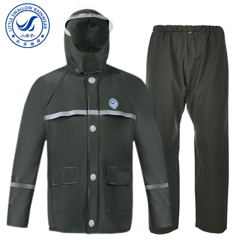 Little Swallow Raincoat and Rain Pants Set Men's Thickened Takeaway Cycling Separates Anti-heavy Rain Full Body Waterproof Rain Poncho Wholesale