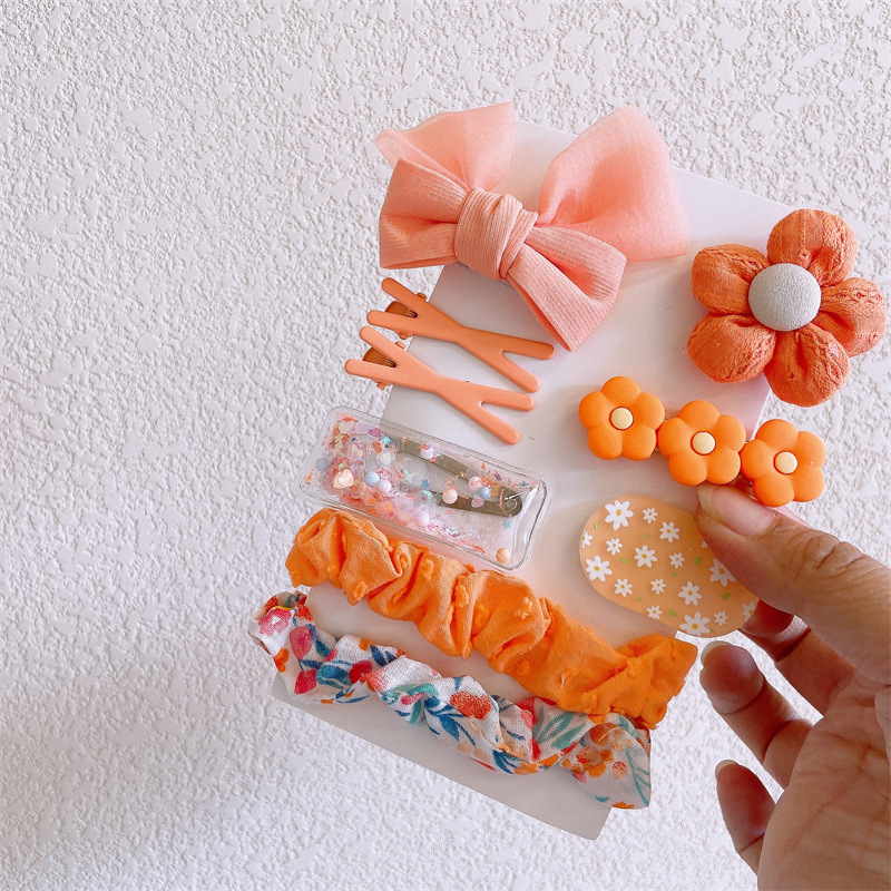 80g Weight Hair Clip Hair Accessories Type 9-Piece Set Quantity Holiday, Daily Occasion Cloth Material Cartoon, Knot, Flower, Butterfly, Bow Knot Pattern Kid'S, Women's Gender Cute, Sweet, Korean Style Style Cute Sweet Korean Style Kid'S Women's Cartoon Knot Flower Cloth Hair Clip 7