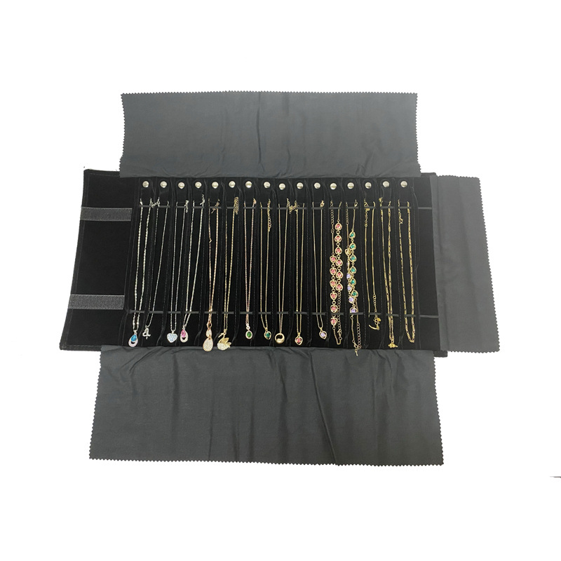 Nueva joyería collar anti-bobinado joyería rollo de almacenamiento bolsa exposición joyería portátil plegable bolsa collar pulsera bolsa de colección