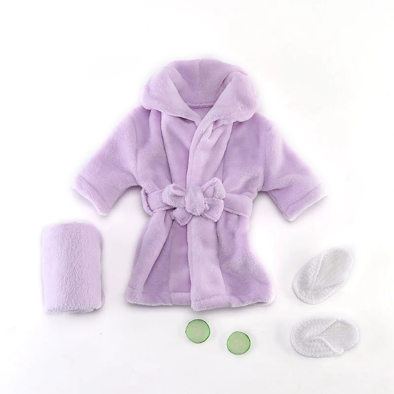 Bathrobe, children's flannel set, demi-season pijama, slippers, shoe covers