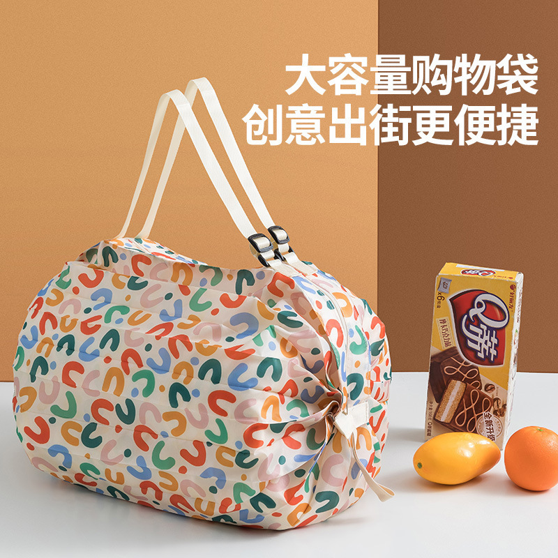 日本折り畳みエコレジ袋旅行シングル肩携帯厚い買い物バッグスーパーエコバッグ携帯バッグ210D|undefined