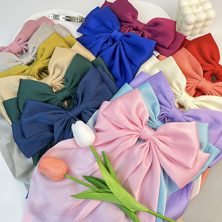 50g Weight Hair Clip Hair Accessories Type 1 Piece Quantity Daily Occasion satin Material Bow Knot Pattern Women's Gender Sweet Style Women's Sweet Bow Knot Satin Hair Clip 无