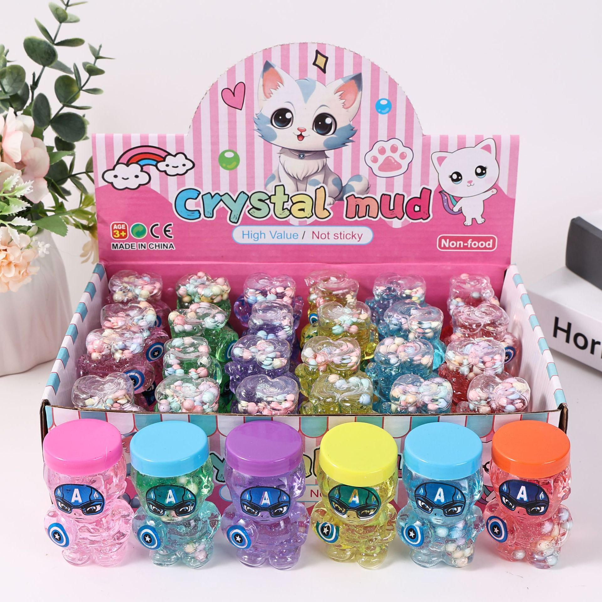 24 piezas de pegamento espumoso de cristal, pegamento M seguro, no tóxico, no pegajoso, juguete educativo, arcilla DIY.