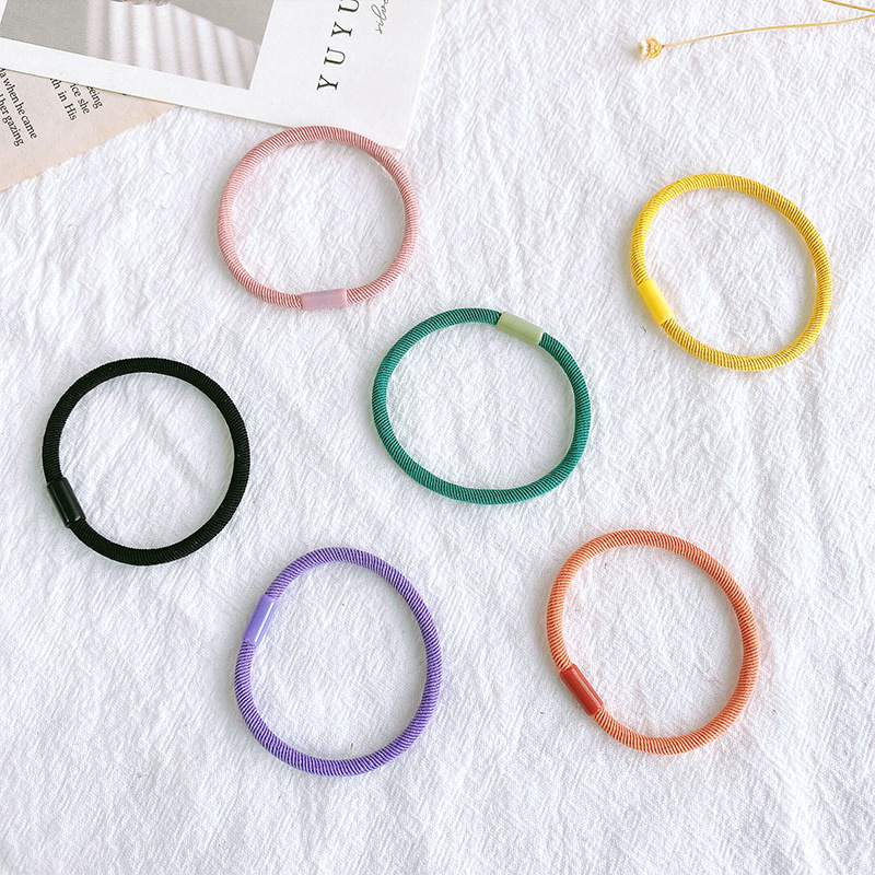 基礎款發圈馬卡龍色無接縫斜紋發繩裝日韓小清新高彈力橡皮筋髮飾