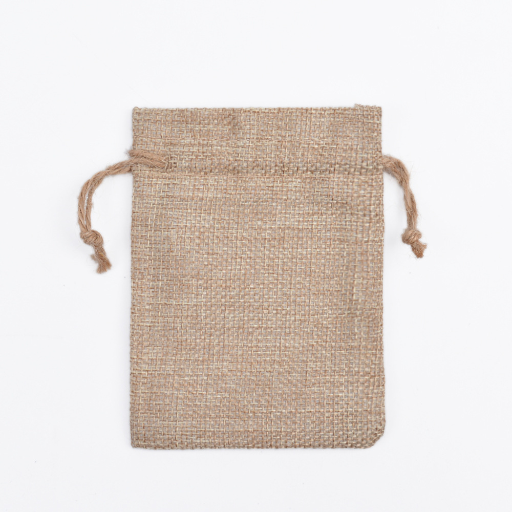 Vintage bolsa de lino cordón Navidad regalo artesanía joyería embalaje imitación Lino pequeño bolso de lino fábrica al por mayor