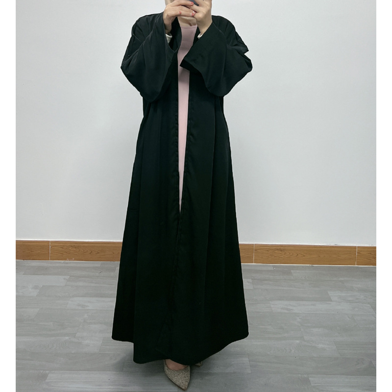 F390 Cross-Border Foreign Trade Middle East Dubai Women's Solid Color Zipper Cardigan Robe In-Stock Fashionable Loose_ecoleips.com
