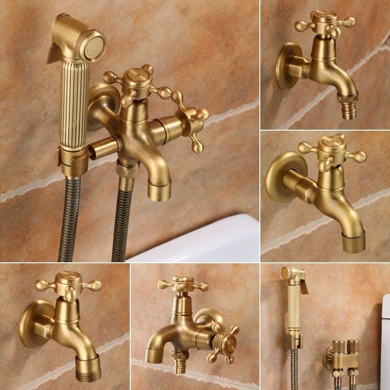 Cross-Border Antique-Style Copper 1/2 Inch Quick-Open Wall-Mounted Water Faucet, Single Cold Water, Foldable, for Kitchen and Outdoor Use