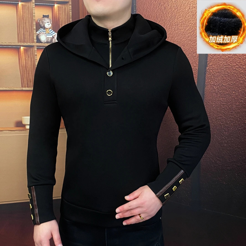 Adidas-7883-Original Autumn and Winter Luxury European Style Fleece-Lined Thickened Sweatshirt for Men with a Unique Design and Faux Two-Piece Warm Jacket Adidas-7883-Original Autumn and Winter Luxury European Style Fleece-Lined Thickened Sweatshirt for Men with a Unique Design and Faux Two-Piece Warm Jacket