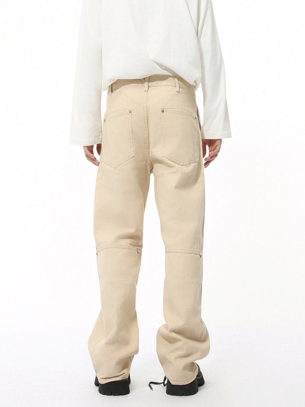 MTLCLOTHES Hombres| Cuatro temporadas nuevos productos de nicho Zhong Zipper empalme diseño de metal Zhong Zhong Jeans