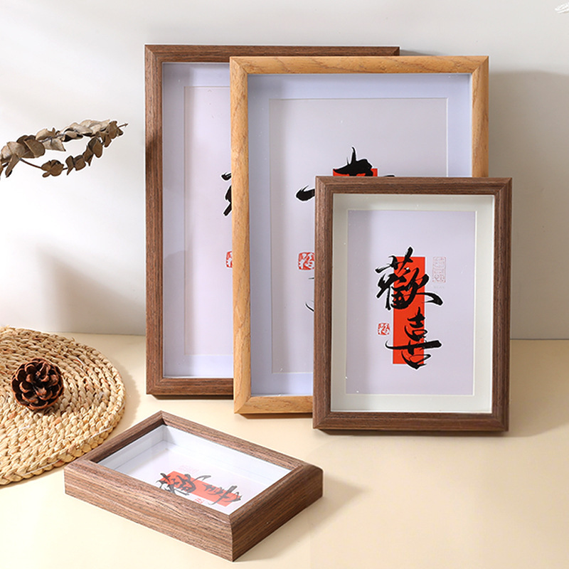 Hollow Three-Dimensional Photo Frame 6inch Photo Frame Display Stand Wholesale 7810inch A4 Wooden Simple Glass Photo Wall Hanging Frame