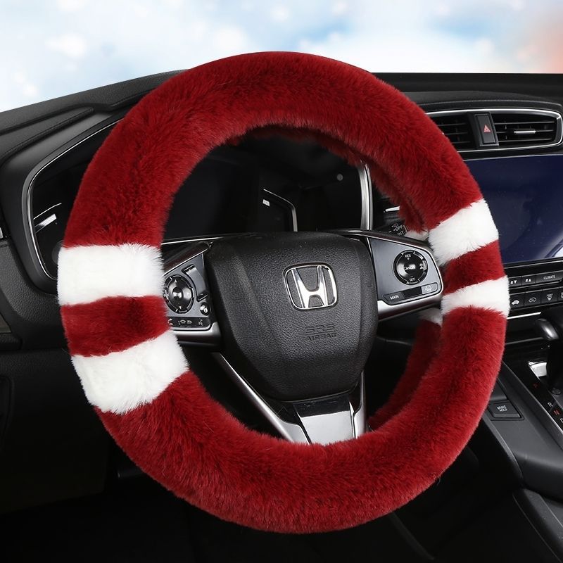 Amazon Winter Stuffed Car Steering Wheel Cover Unisex Anti-Slip Winter Warm Fur Integrated Handle Cover