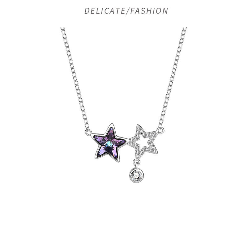 Simple Style Star Austrian Crystal Sterling Silver Inlaid Zircon Necklace