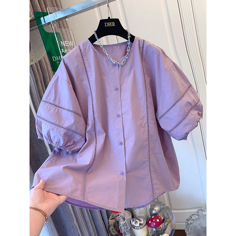 Super Nice French Style Puff Sleeve Short-Sleeved Shirt Loose Top Women's Baby Doll Shirt Summer New Style