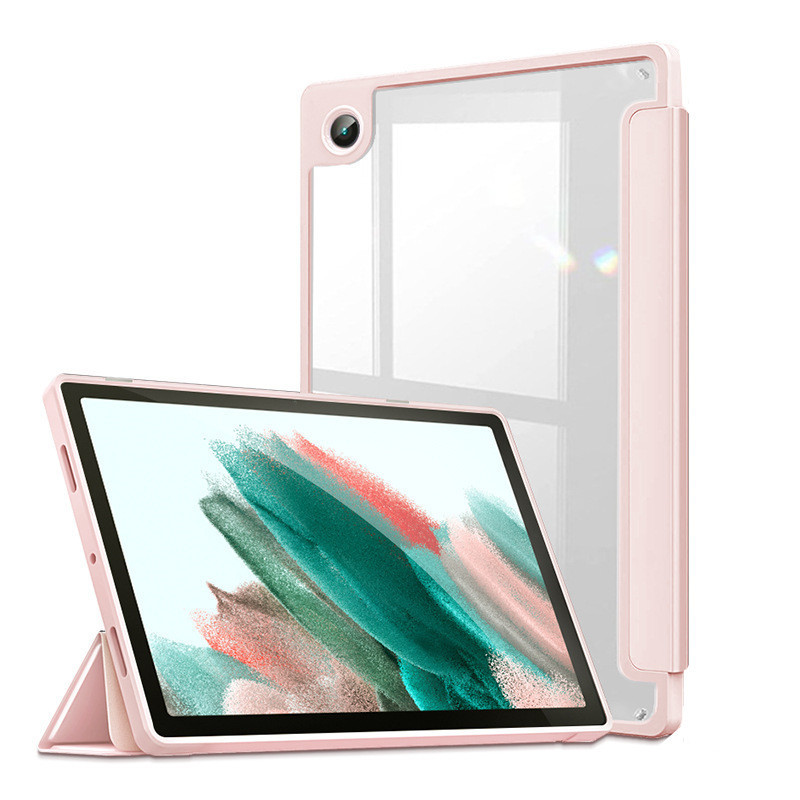 工厂直销适用三星Tab A8 X200平板保护套亚克力透明三折防摔皮套