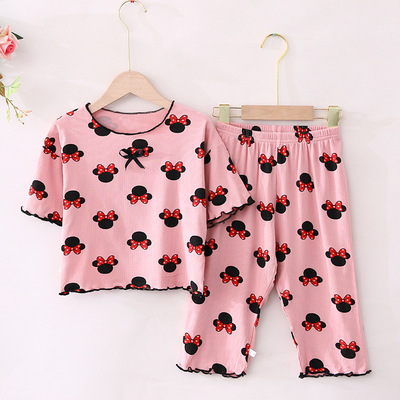 面膜T兒童春秋薄款女童家居服寶寶夏季空調服小女孩寬松睡衣套裝