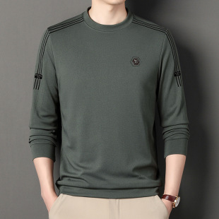 Spring, Autumn and Winter Sweatshirts for Men, Fashionable Trbottomy Brand, Long-Sleeved Casual Men's T-Shirts for Young and Middle-Aged People, Round Neck Cotton Bottoming Shirts